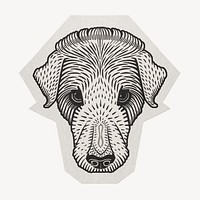 Dog illustration paper element  white border