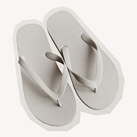 White rubber flip flops paper element with white border
