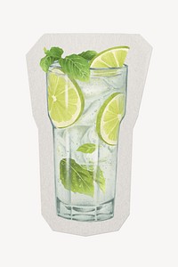 Mojito cocktail drink paper element with white border