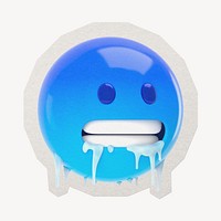 3D emoticon  cold face paper element with white border