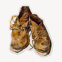 Van Gogh's Shoes paper element with white border , artwork remixed by rawpixel.
