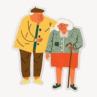 Elderly couple paper element with white border