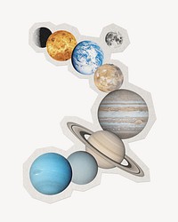 Solar system, paper cut isolated design