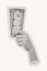 Carrying dollar bills paper cut isolated design