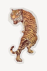 Roaring tiger, paper cut isolated design