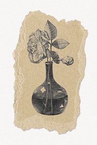 Rose flower vintage illustration, ripped paper. Remixed by rawpixel.