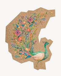 Peacock, cut out paper element