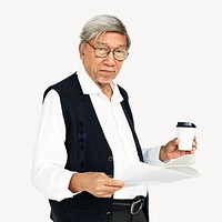Senior Asian man isolated image