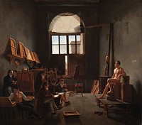 The Studio of Jacques-Louis David by Léon Mathieu Cochereau