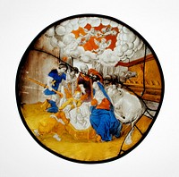 Dance of Death Window Containing Nativity Rondel