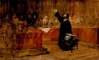 Sketch for a Picture--Columbus before the Council of Salamanca (A) (Christopher Columbus before the Council of Salamanca) by William Merritt Chase
