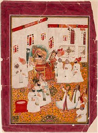 Maharana Bhim Singh of Udaipur (reigned 1778-1828) Dresses for the Teej (Swing) Festival by Chokha