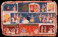 Krishna Receives the Sacred Thread and Returns his Preceptor Sandipani's Son, Folio from a Bhagavata Purana (Ancient Stories of the Lord)