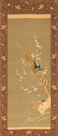 Pair of Pheasants and Blossoming Plum Tree