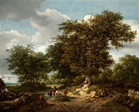 The Great Oak by Jacob van Ruisdael and Nicolaes Pietersz Berchem
