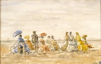 Figures on the Beach at Trouville by Eugène Louis Boudin