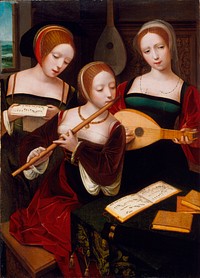 Three Musicians by Master of the Female Half Lengths  Antwerp active 16th century