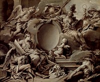 Project for a Cartouche: An Allegory of Minerva, Fame, History and Faith Overcoming Ignorance and Time by François Boucher