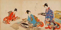 Women's Activities of the Tokugawa Era: Creating Bonkei Tray Landscapes by Toyohara Chikanobu