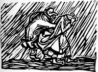 Wayfaring couple in the rain by Ernst Barlach