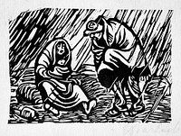Couple quarreling in the rain by Ernst Barlach