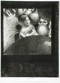 À Edgar Poe (Le souffle qui conduit les êtres est aussi dans les Sphères) by Odilon Redon