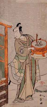 The Actor Arashi Sangorō II as Itō Kuro Disguised as Banta in the Play Izu Goyomi Shibai no Ganjitsu by Katsukawa Shunshō