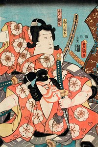 Toneri Umeōmaru and Toneri Sakuramaru from the play Sugawara Denjū Tenarai Kagami by Utagawa Kunisada