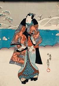 Fashionable Man Viewing the Snow by Utagawa Kunisada