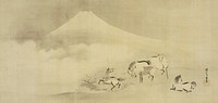 Frolicking Horses under Mt. Fuji by Kanō Tōun Masunobu