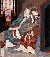 Emperor Ming Huang and Yang Guifei Playing a Flute Together by Yashima Gakutei