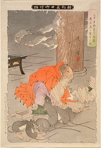 The Wicked Thoughts of the Priest Raigō of Miidera Transform Him into a Rat by Tsukioka Yoshitoshi