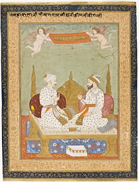 Maharana Sangram Singh of Mewar and Maharaja Sawai Jai Singh of Amber and Jaipur, Folio from the Amber Album by Kriparam