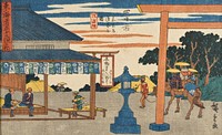 Yokkaichi: Junction with the Road to the Shrine by Utagawa Hiroshige