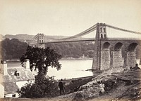 Bangor, Suspension Bridge, From Anglesey (254) by Francis Bedford