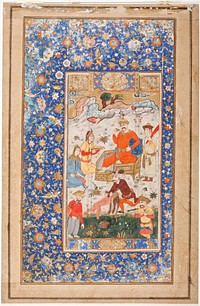 Khusraw Celebrating after Killing the Dragon, Page from a Manuscript of the Khamsa (Quintet) of Nizami