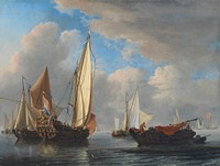 A Yacht and Other Vessels in a Calm by Willem van de Velde the Younger