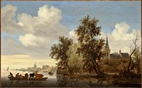 River Landscape with a Ferry by Salomon Jacobsz van Ruysdael