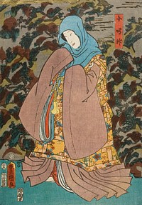 Actors Bandō Shūka I as Onna Narukami, Bandō Takesaburô I as Tōmanosuke, Asao Okuyama III as Kokuun-ni, and Ichikawa Dannosuke V as Hakuun-ni in the Play Kumo no Uwaki Onna Narukami by Utagawa Kunisada