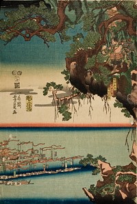 The Great Battle at the Minamoto and Taira Clans at Ichinotani in the second month of the third year of Juei. (1185) by Utagawa Yoshikazu