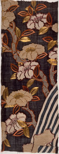 Katabira (Kimono) Fragment with Camellias and Waterfall