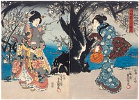 Enjoying Plum Blossoms in the Evening by Utagawa Kunisada