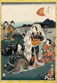 Murasaki Shikibu in Hiding, from the Tale of Genji chapter, "Night Plum" by Utagawa Kunisada II and Utagawa Kunisada
