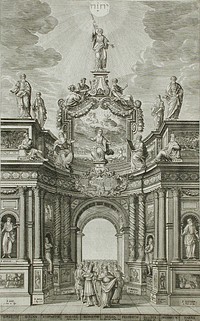 Frontispiece with Triumphal Arch with Malachi, Esra, Hosea, etc. by Johann Ulrich Kraus