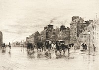 Une Matinée d'Hiver au quai de l'hôtel de Dieu by Félix Hilaire Buhot