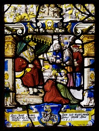 Heraldic Panel:  Arms of Ritter and the Judgment of Solomon