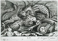 Two Fish Fighting by Hendrik Hondius I and Antonio Tempesta