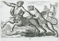 A Tiger Fighting a Centaur by Hendrik Hondius I and Antonio Tempesta