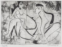 Zwei nackte Mädchen in freien by Ernst Ludwig Kirchner