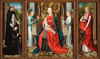 Triptych of Madonna and Child with Angels; Donor and His Patron Saint Peter Martyr; and Saint Jerome and His Lion by Master of the St Lucy Legend